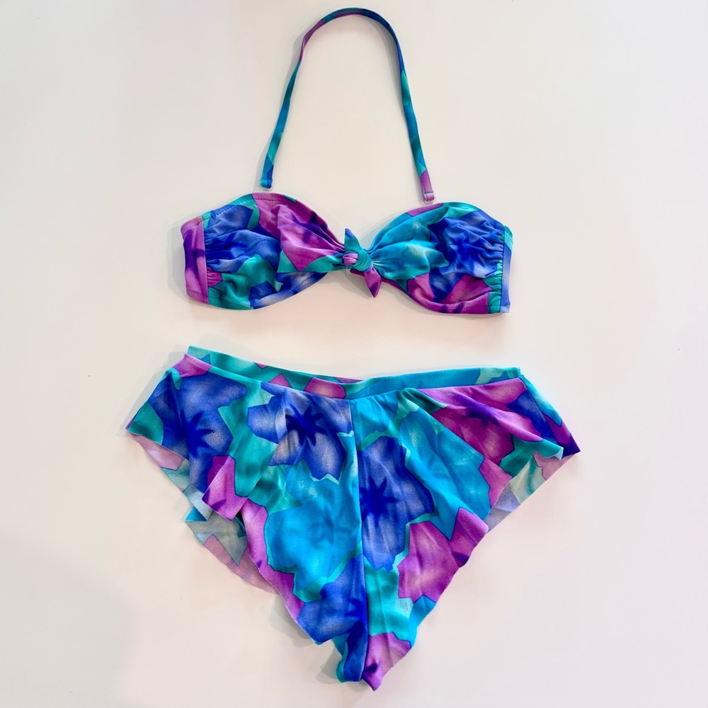 Jantzen Floral Blue and Purple Vintage Bikini